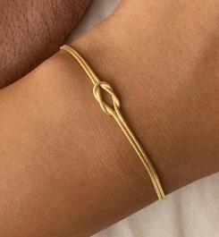 Individuelle Edelstahl PVD Damen Quadrat Schlange Halskette Kette Liebe 14k Gold Knoten Armbänder für Herren