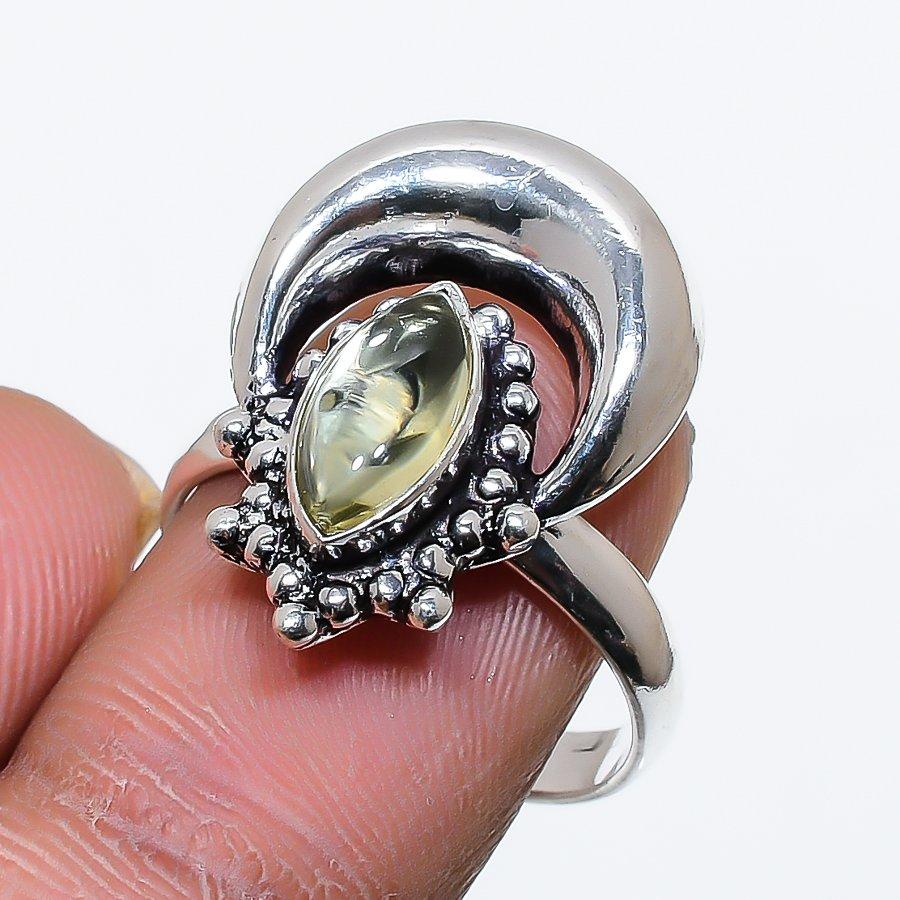 Peridot Gemstone Handmade 925 Sterling Silver Jewelry Ring 7 SU-10010