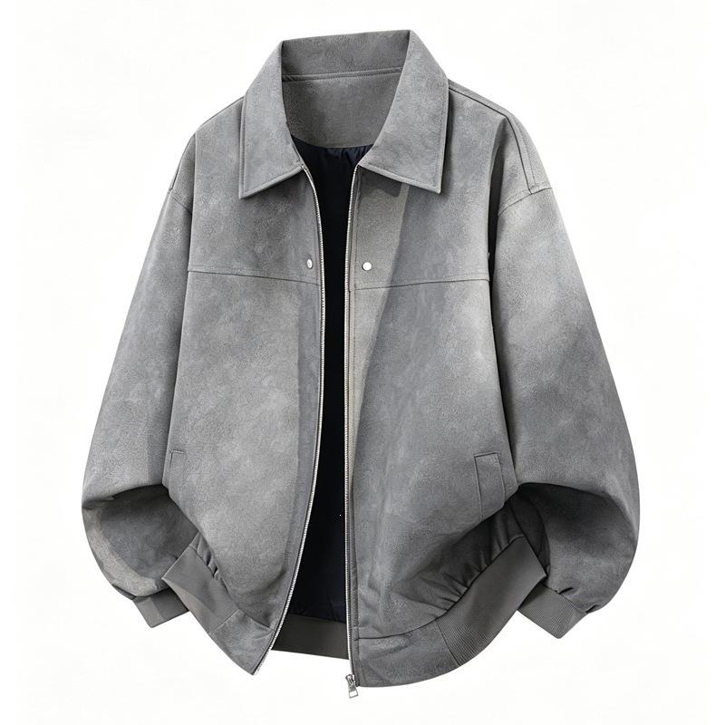 Autumn and winter jacket men's new ruffian handsome trendy brand American lapel pu leather jacket velvet men's top coat