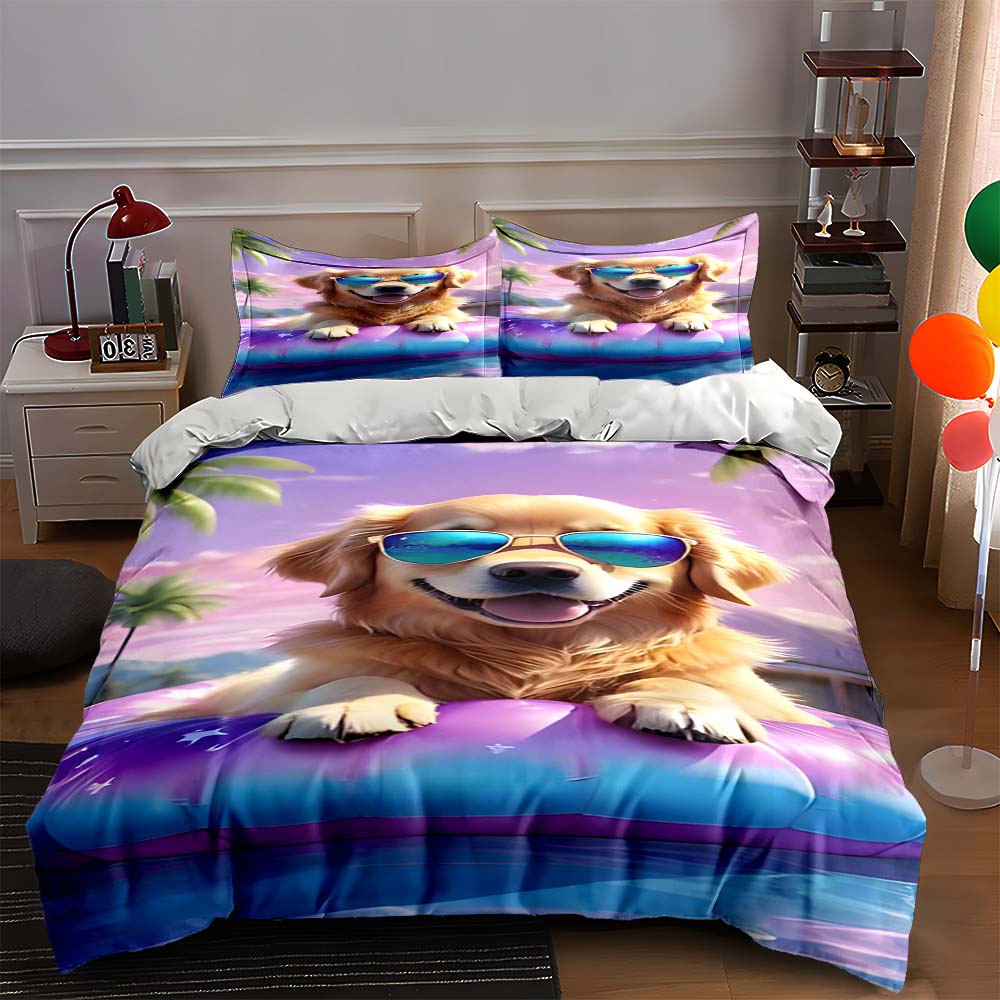 

Golden retriever sunglasses Bedding Duvet cover sets Duvet covers Pillowcases gifts (1 * Duvet Cover 2 * Pillowcases, without duvet insert) 135x200cm