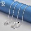 925 Sterling Silber 18 Zoll Kette Herz AAA Zirkon Anhänger Halskette Schmuck