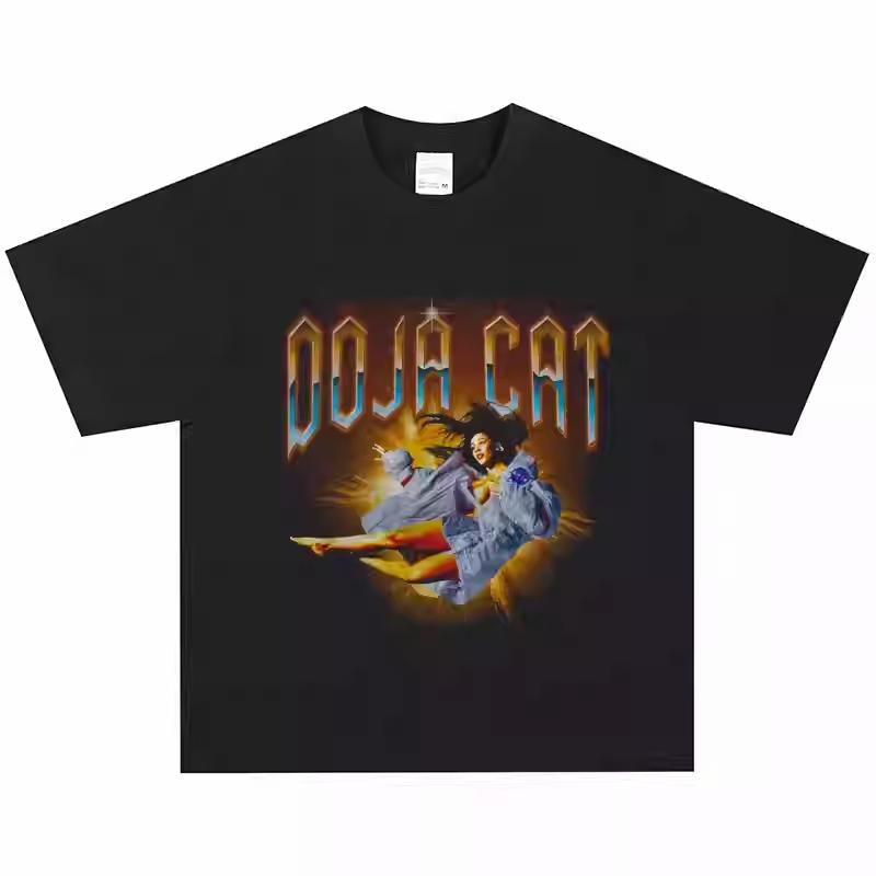 

2026 Doja Cat Hip Hop Rap Singer T-Shirt - Heavyweight Portrait American Retro Vintage Short Sleeve Vintage Style Comfortable XL