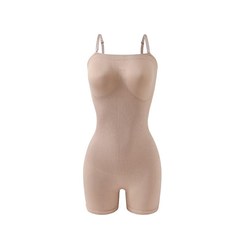 One-piece shapewear: sexy bandeau style with detachable straps; strapless fastening body-shaping corset