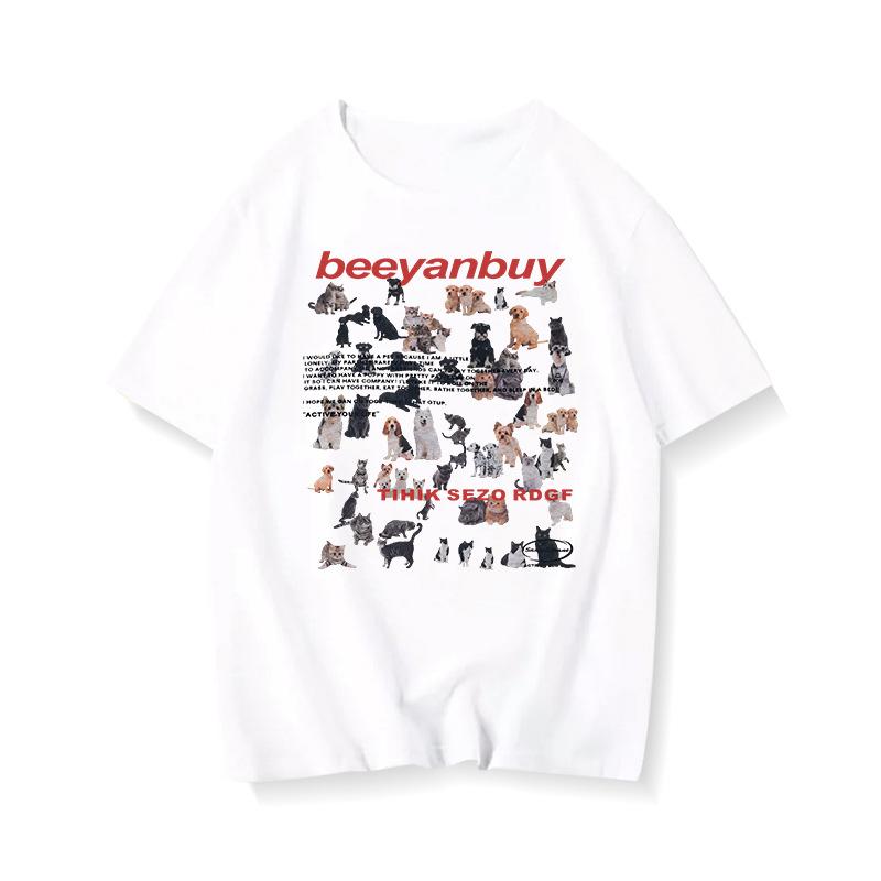 Harajuku Cartoon Cat Puppy Short Sleeve T-Shirt