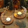 Crystal Tealight Candle Holder Candlestick Candles Gold Silver Moon Shaped Tea Light  Moon Candlestick Party Table Centerpiece