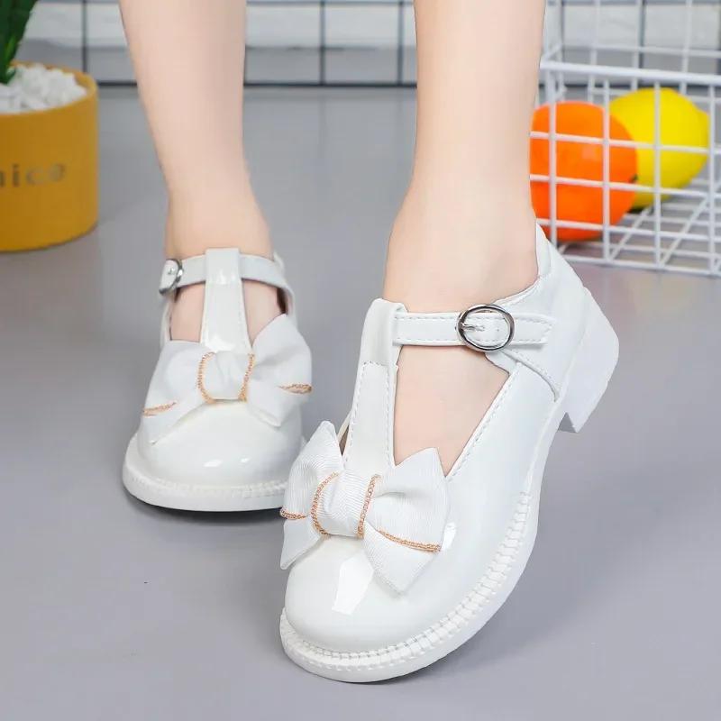 Zapatos Niña Girl Leather Shoes Autumn Dance Performance Shoe Low Heel Shoe Bow Princess Shoes Kid Shoes Girl Shoe Mary Jane