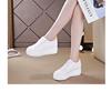 2024 Women's Genuine Leather Low-Top Autumn Sandals - Breathable, Thick-Soled, White Platform Shoes with Inner Height Boost.