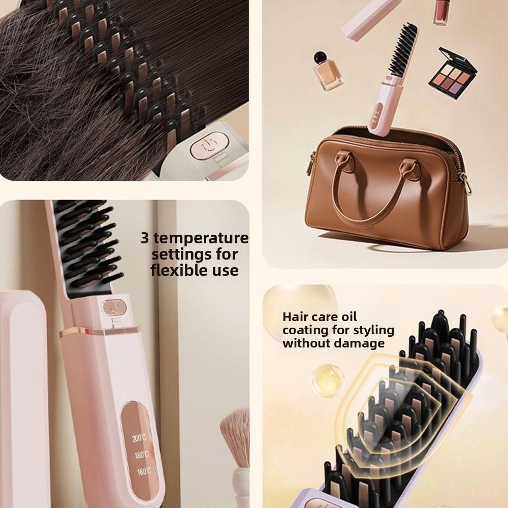 Wireless Electric Hair Straightener LCD Display Hair Styling Iron Hair Care