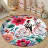 Bohemian Round Skull Multicolor Area Rug, Non-Slip Floor Mat for Kitchen