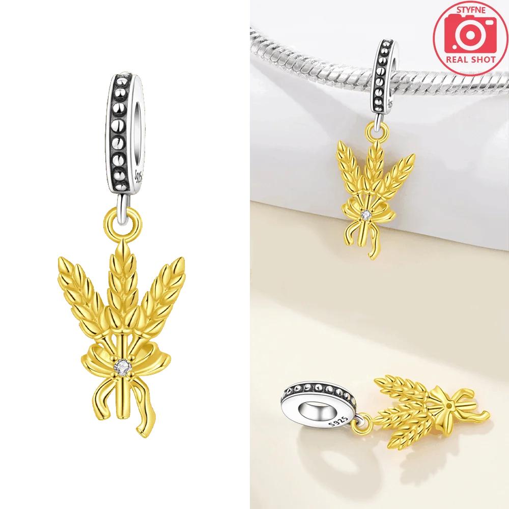 Gold Series Original Copper Sleeping Cat Cute Moon Grape Cherry Star Moon Pendant Beads Fit Bracelet Women Jewelry Gift Diy