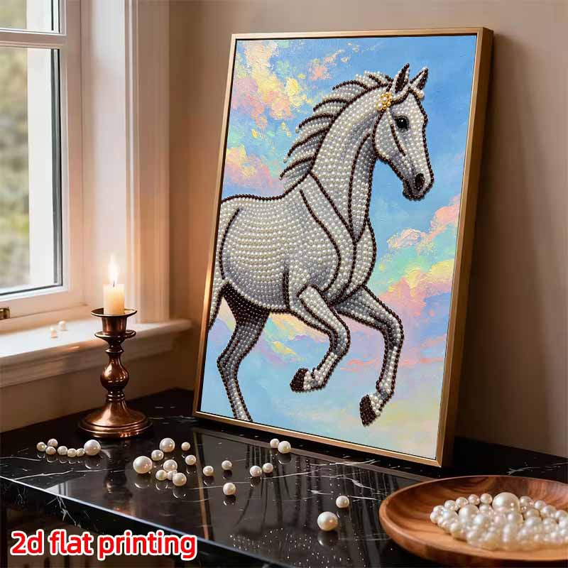 Majestic Horse Pearl Kit DIY 5D Rhinestone Art Craft for Adults and Kids Home Party Decoration Handmade Gift