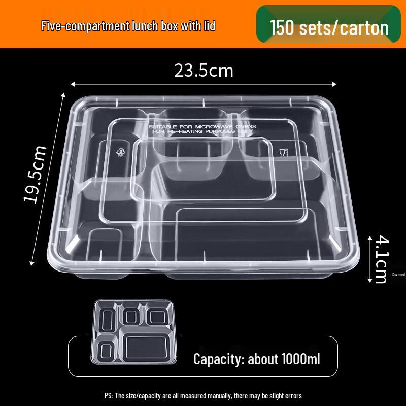 ZISIZ Five-Compartment Disposable Meal Box