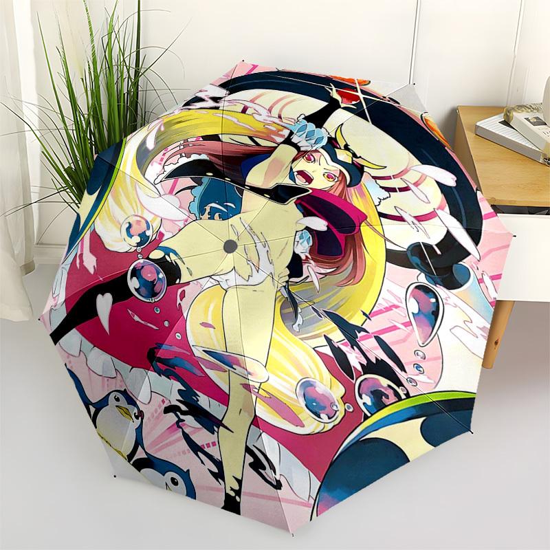 

1pc Outdoor Umbrella with Cute Anime Character Design - Automatic Opening/Closing, Portable 3-Fold Design, Iron Frame, Perfect Gift for Fans, Tra