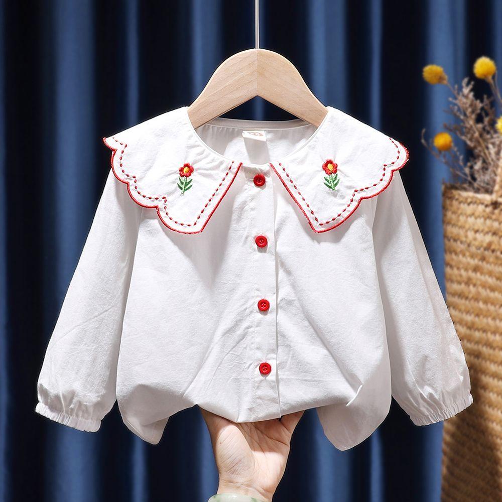 Βρεφικά κοριτσίστικα μακρυμάνικο πουκάμισο με λουλούδια με κουμπιά πέτο Παιδικά Ρούχα