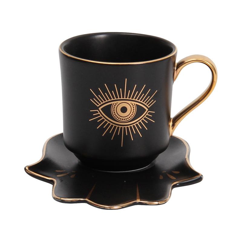 Creative Turkish Blue Evil Eye Cup And Hamsa Hand Saucer Coffee Tea Milk Water Mug Modern Room Decoration Ceramic Gifts