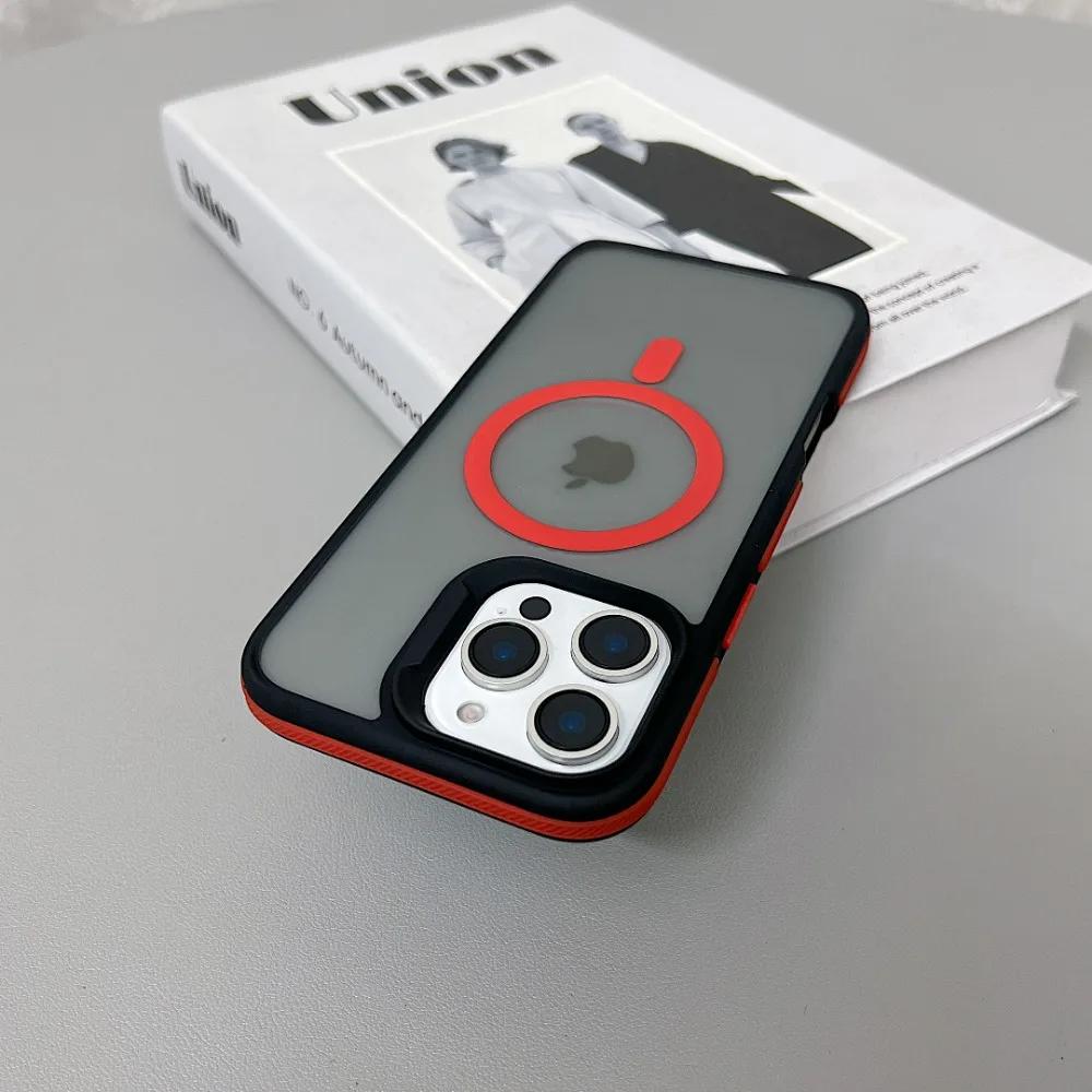 Luxus Magnetische Farbe Matt Durchscheinende Panzer Stoßfeste Hülle Für iPhone 11 12 13 14 15 16 ProMax Magsafe Kabellose Ladeabdeckung
