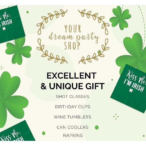 52 Pcs Kiss Me I'm Irish St Patricks Day Napk Paper - Green Shamrock Napk with Gold Foil for Dinner or Cocktail Parties - St. Patrick's Decorations