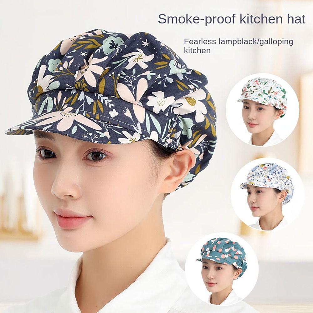 Cotton Chef Cap Flowers Potištěná hygienická čepice Prodyšná pracovní čelenka Kitchen