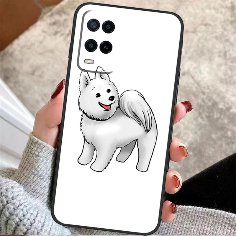 Cartoon Samoyed Dog Case For Oppo A40 A16 A76 A96 A60 A98 A58 A78 A18 A38 A80 A77 A57 A17 A74 A54 A94 A15 A5 Pro
