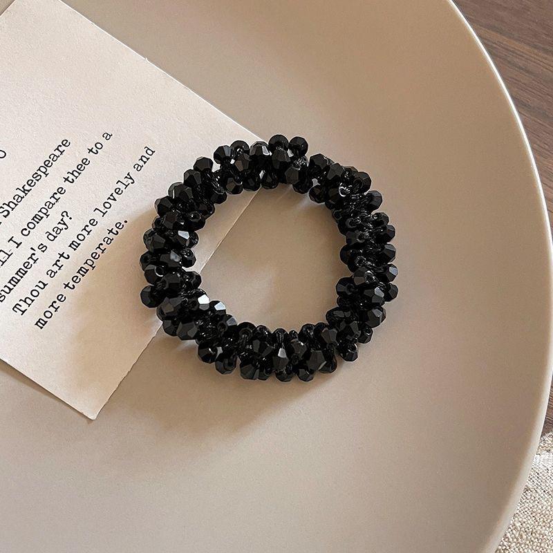 4PCS Korean Style Beaded Telephone Cord Hair Ties High Elastic Seamless Spiral Scrunchies No Crease Ponytail Holder Hair Ropes