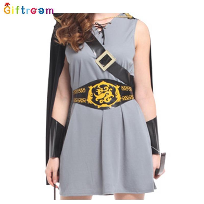 Western Carnival Costume Adult Female Samurai General Cosplay Suit Caesar Knight Dress