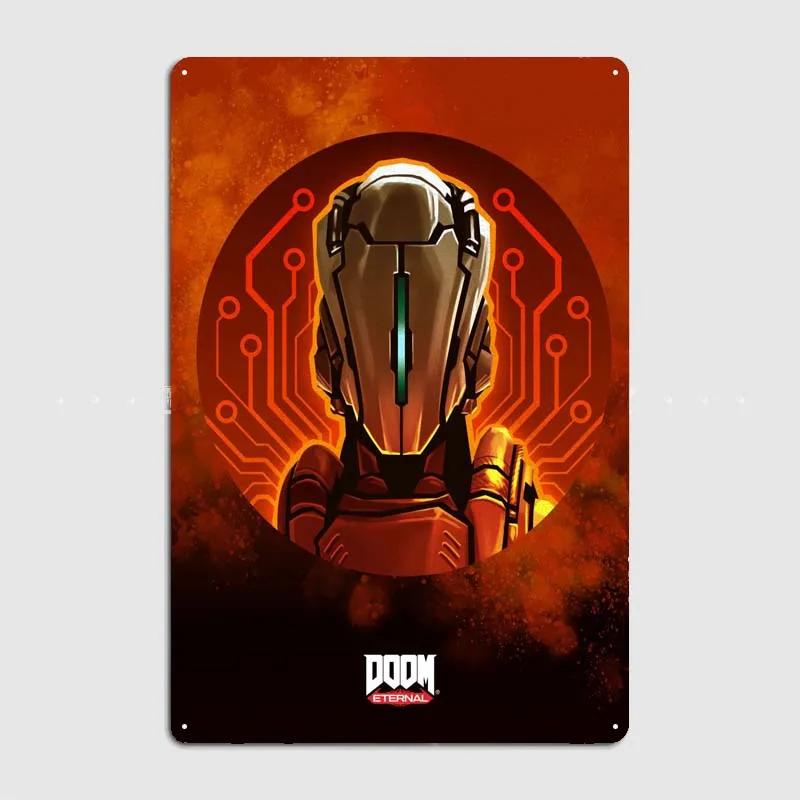 Dooms Poster Heimdekorationszubehör Spielschilder Wandkunst Vintage Metallblechschild für Gamer-Zimmer Wanddekoration Hausdekor