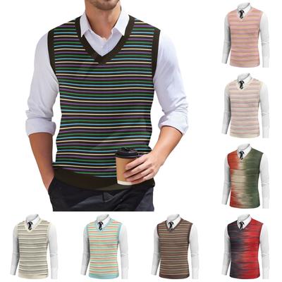 Men's Fashion Printed V-Neck Sleeveless Knitted Pullover