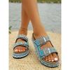 New Summer Rhinestone Platform Slippers - Women’s Plus Size Belt Buckle Slides for Outdoor Wear