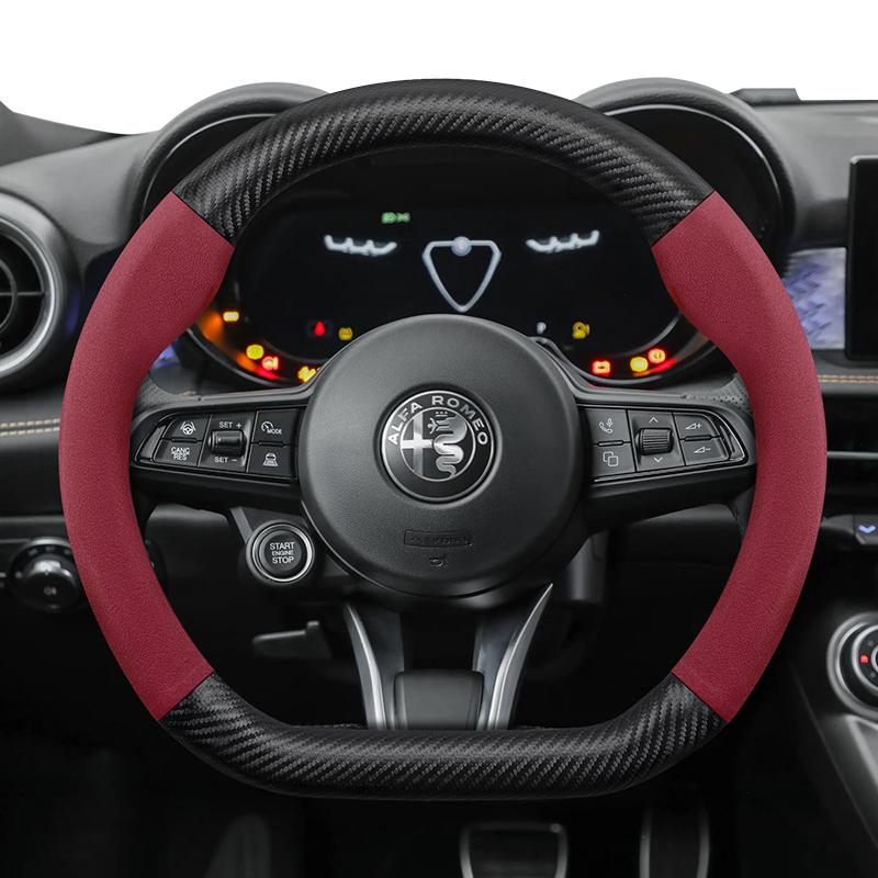 Suitable for Alfa Romeo Suede Matte Carbon Fiber Texture Steering Wheel Cover Suitable for 159 147 Gt