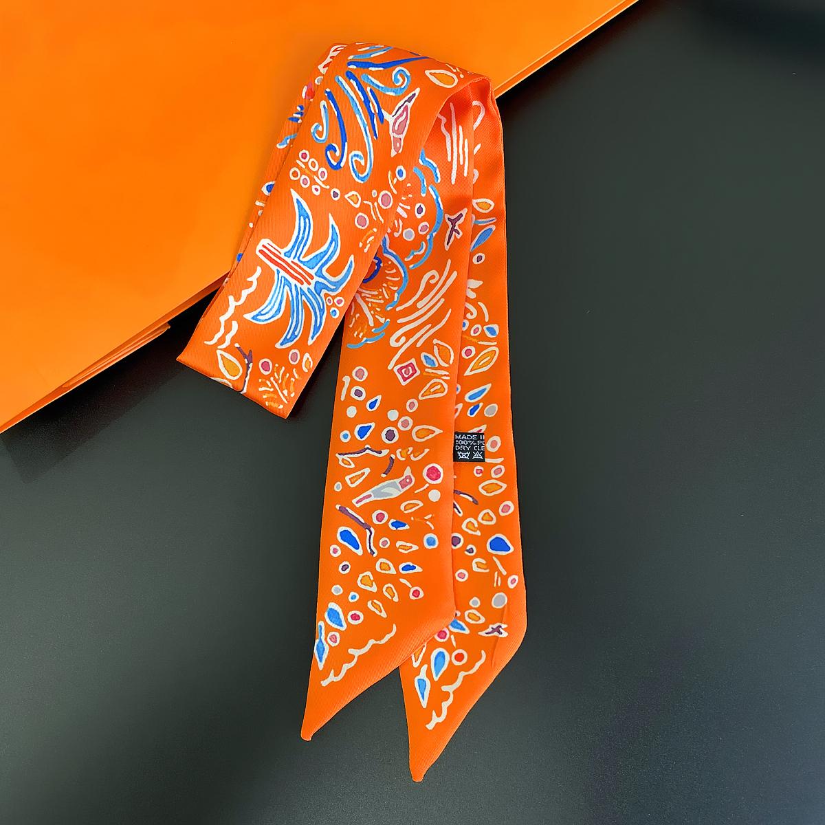 

Новый нарисованный вручную женский шарф, роскошный брендовый шелковый шарф, модная повязка на голову, узкая сумка для волос, шарфы, дизайн шейного платка