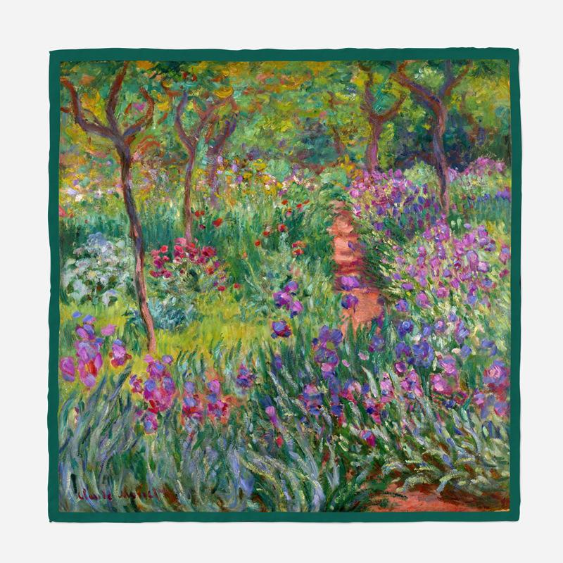 53CM Twill Silk Scarf Woman Grove Painting Square Scarves Wraps Bandana Small Hijab Silk Foulards Tie Headband Neckerchief
