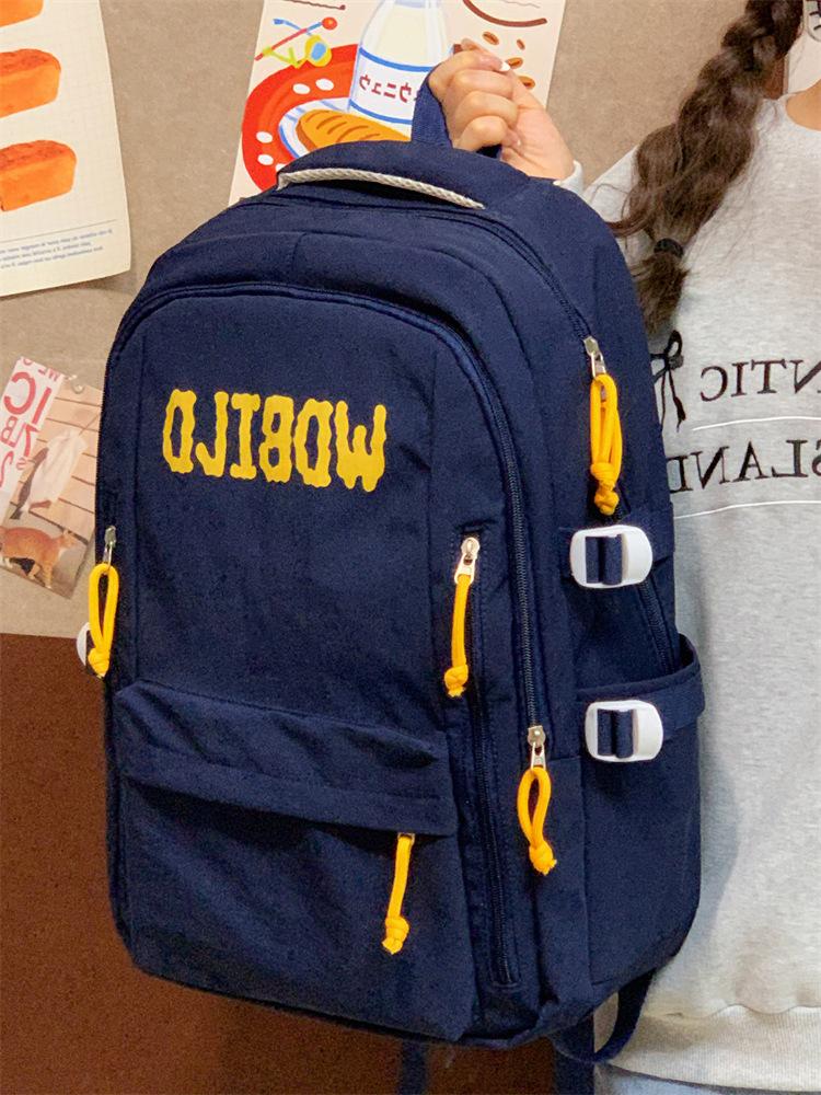 Schoolbag1011 School Bag Junior High School Student Japanese Retro Large Capacity Casual Junior High School Student Backpack Lightweight Versatile