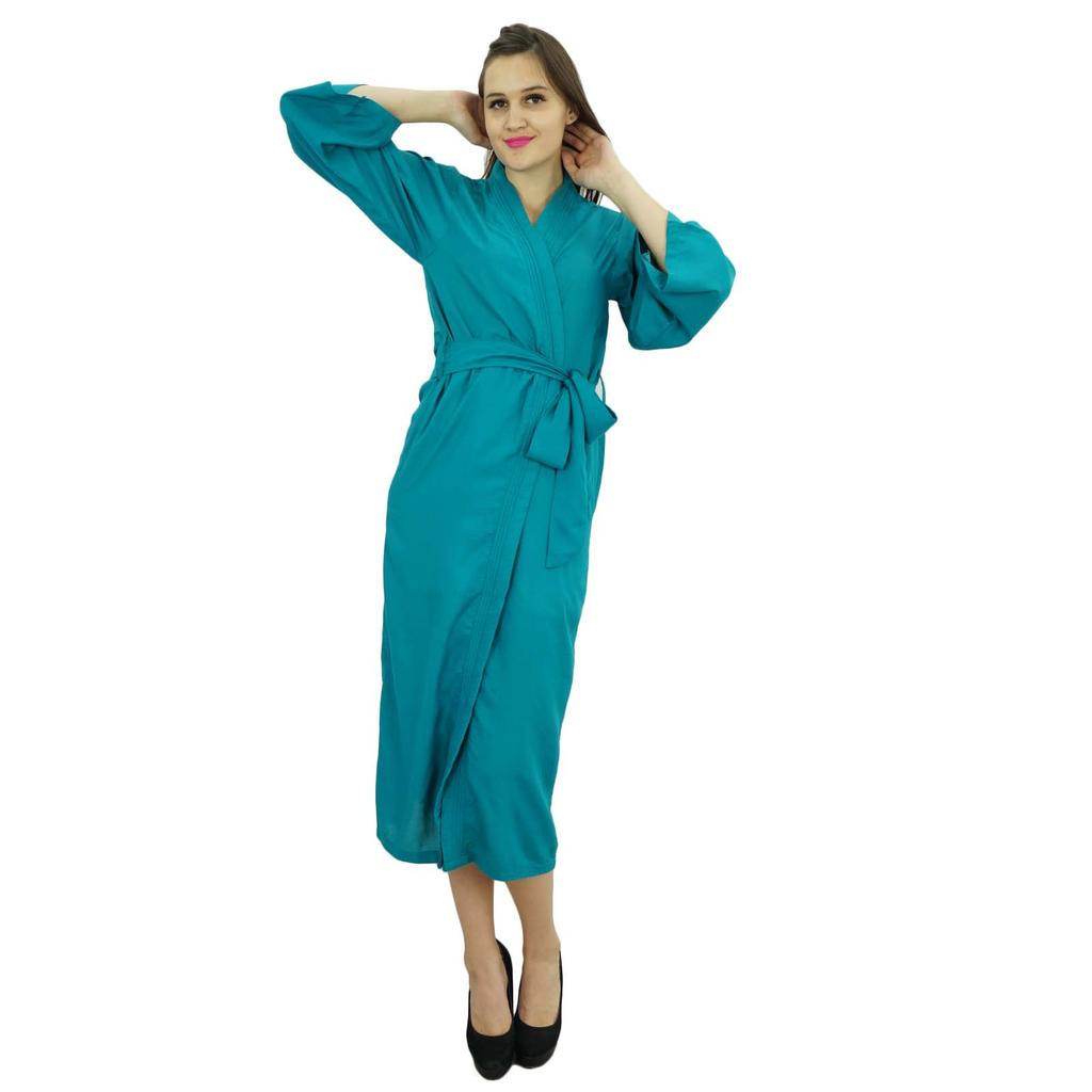 Bimba Women Long Solid Belt Robe Soft Modal Cotton Wrap Round Plain Bath