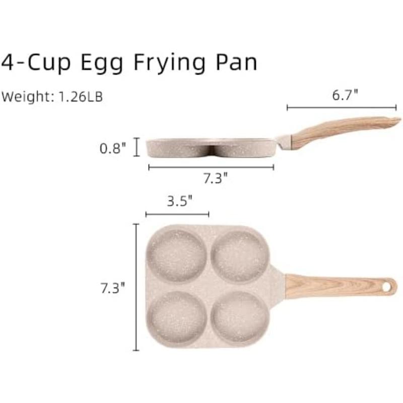 Egg Pan Omelette Pan,4-Cup Nonstick Omelette Skillet - Pancake Pan and Healthy Egg Cooker Suitable for Gas Stove & Induction