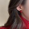 Real 925 Silver 6/8/10/12/14MM Red Artificial Pearl Stud Earrings For Women Classic Fine Jewelry Minimalist Accessories