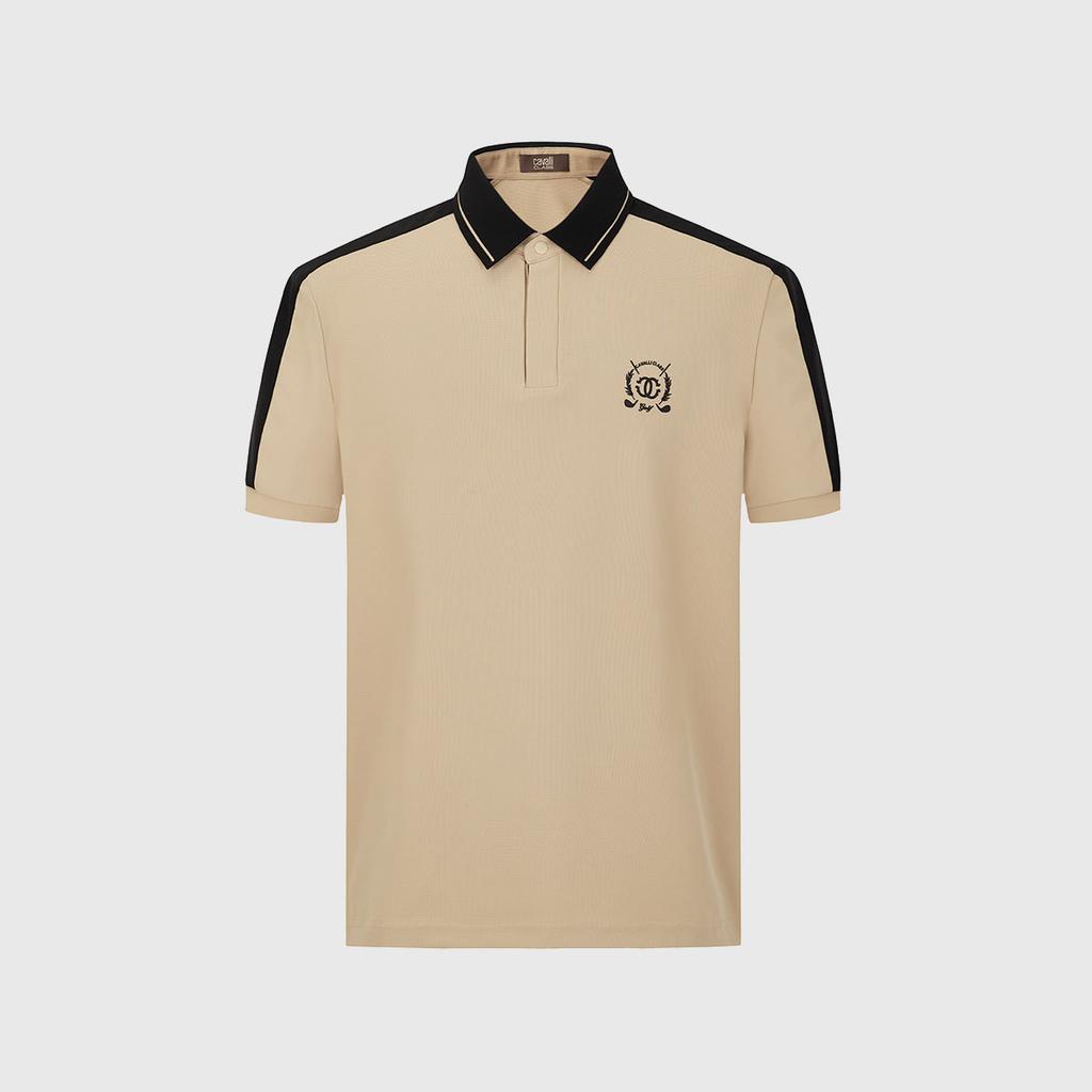 Men's Letter Logo Trendy Contrasting Color Short-Sleeved Polo Shirt