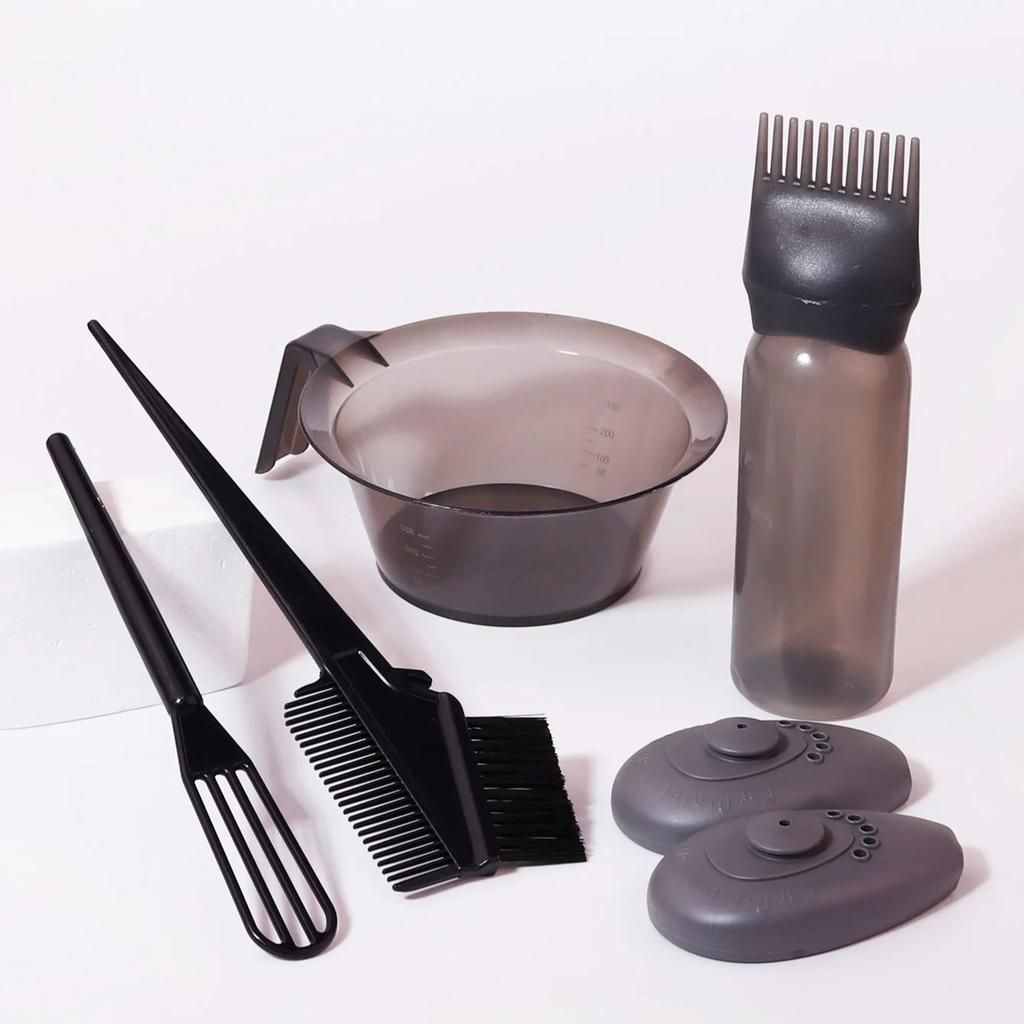 6pcs Hair Coloring Dyeing Kit with hair dye bowl,hair dye brush,earmuffs,hair dye bottle mixer,Special for real hair wigs