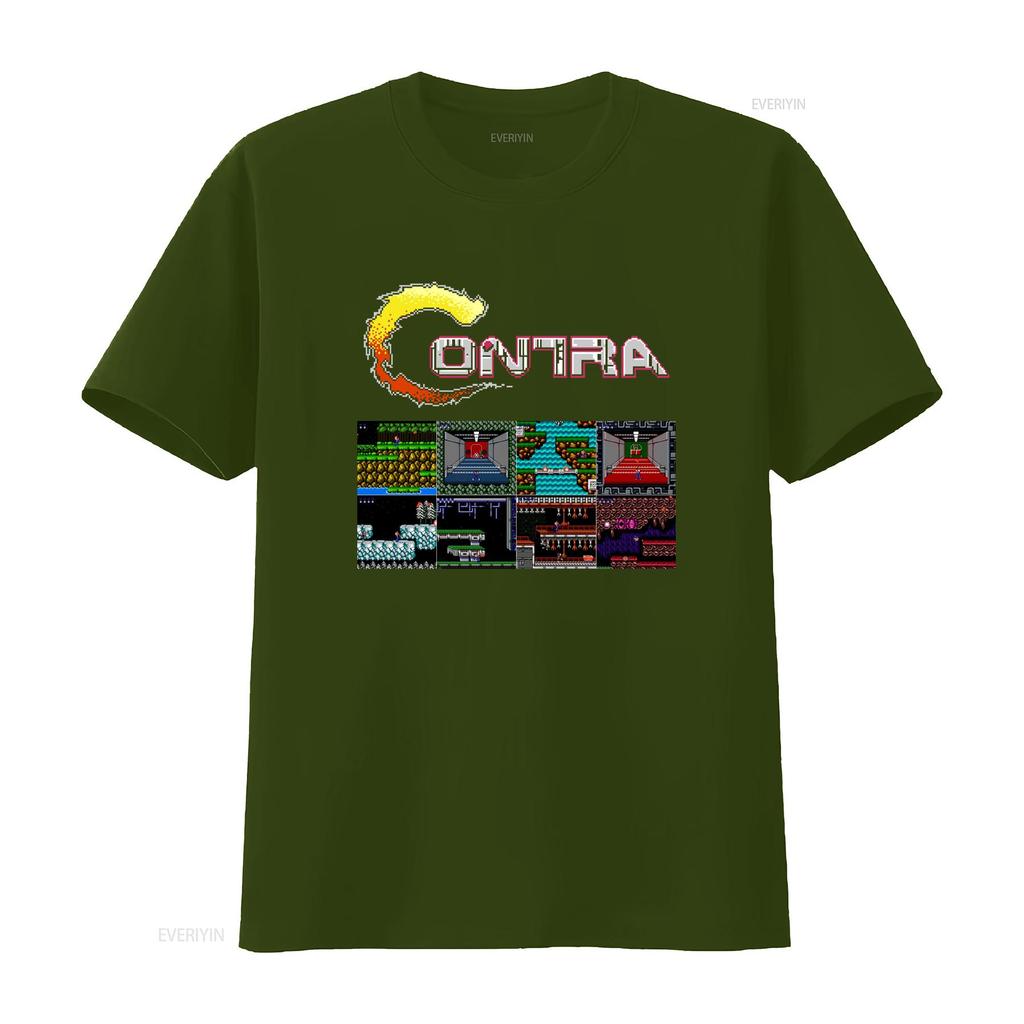 Contra gryzor all stages NES Famicom game 8 bit stage screen T Shirt Arcade classic vintage retro design sizes vintage Washed