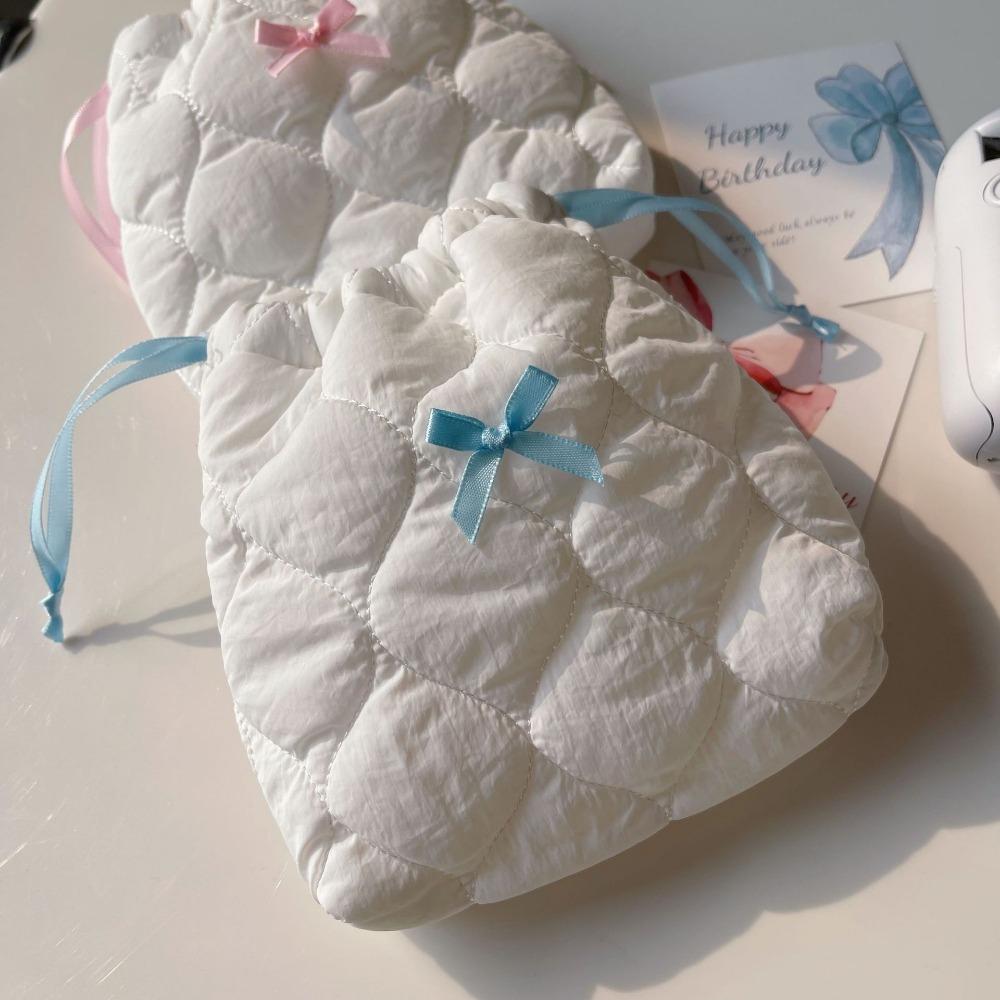 Anti-fall Drawstring Wallet Quilted Cotton Sanitary Napkin Storage Bag for Travel