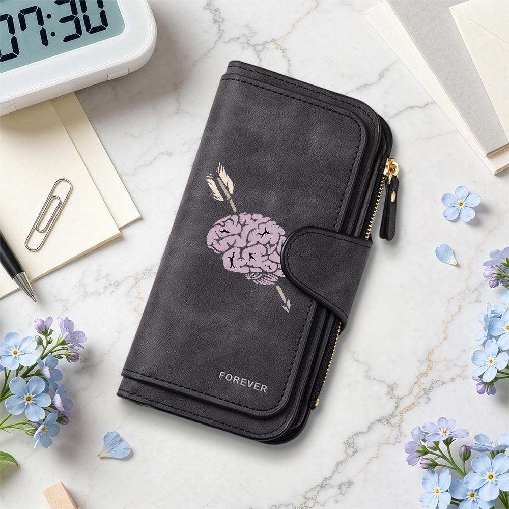Creative Printed Long Wallet Fashion Casual Portable Multi Card Slot Daily Use Forever Leather Purse