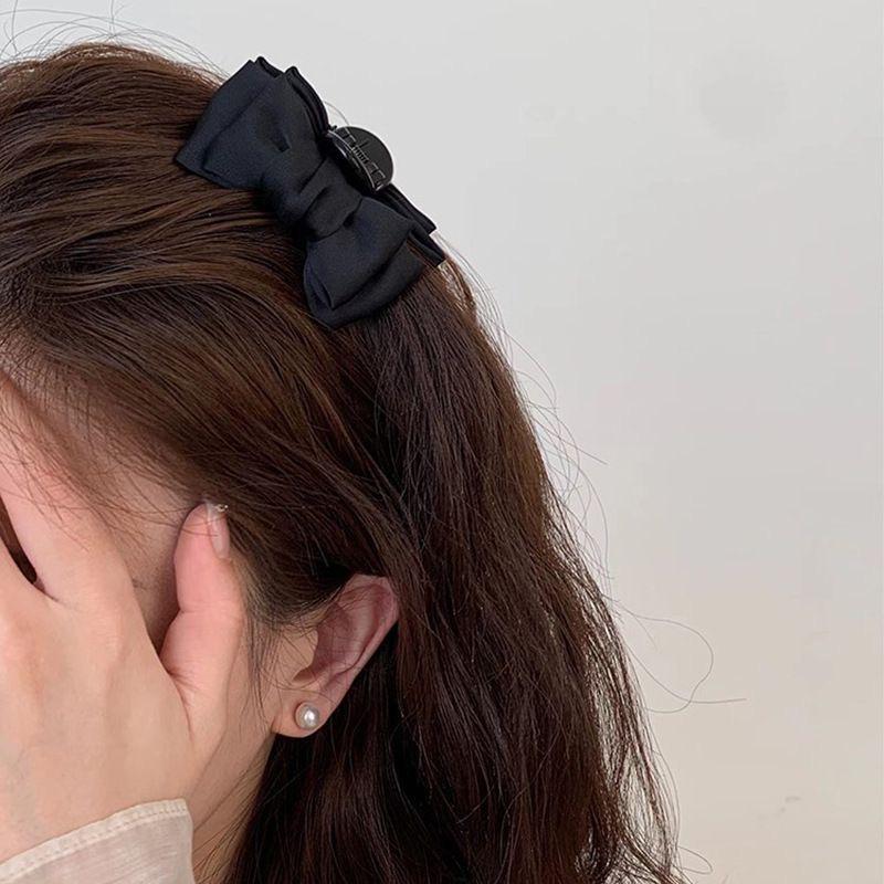 Small Black Bow Princess Hair Clip for Women & Girls - Ideal for Side Forehead Bangs