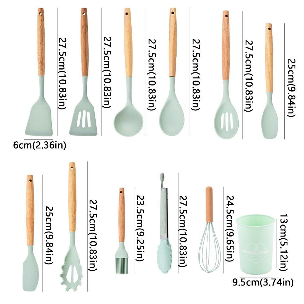 12pcs Heat Resistant Non-Stick Cookware Set Silicone Baking Shovel Soup Spoon  Kitchen Use