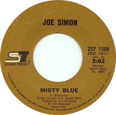 7inch Record JOE SIMON - Misty Blue / That's The Way I Want  ZS71508 Sound Stage 7 1972 US Soul/Funk Used