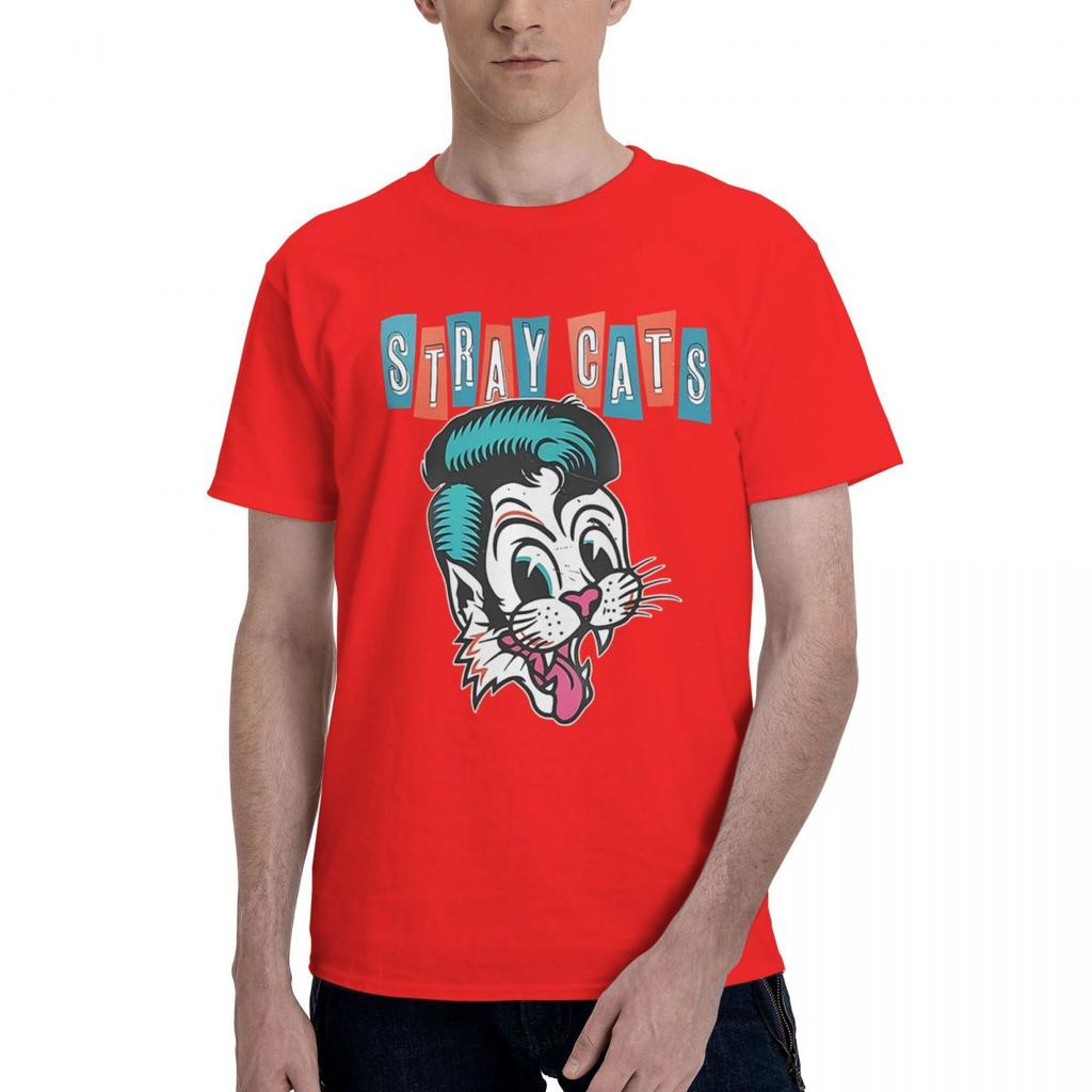 80s Music Band Stray Cats 100 Cotton Casual Breathable Confortable Vintage Mens Clothing Brands Funny Shirt