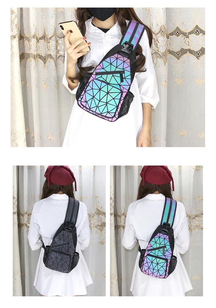 Vielseitiger Mini-Rucksack mit Diamantgittermuster: Multifunktionale Schulter-, Crossbody-, Hüft- und Brusttasche für High-School-Schülerinnen und Frauen.