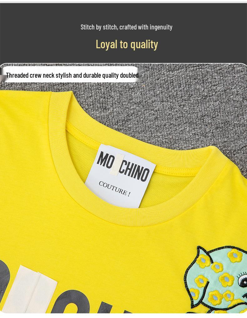 T-shirt da donna 2025 Dumbo Ricamata a Manica Corta e Vestibilità Larga