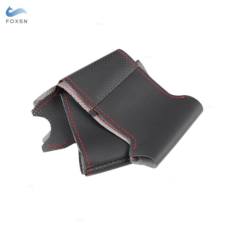 

Для Honda Civic 8th MK8 2005 2006 2007 2008 2009 2010 2011 сшитая вручную перфорированная кожаная оплетка на руль Защитный чехол red line