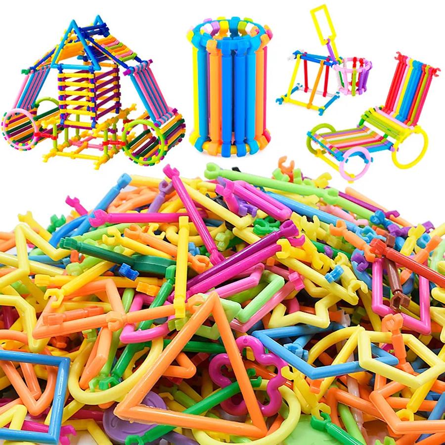 65/130pcs Building Block Sticks Interactive Game DIY Splicing Assembling Handicrafts Supplies Creative Magic Birthday Gift XJM
