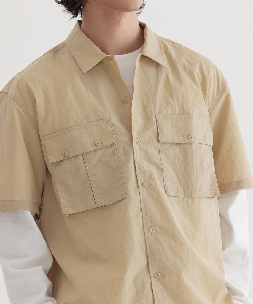 COVERNAT Nylon Fatigue Half Shirt Beige