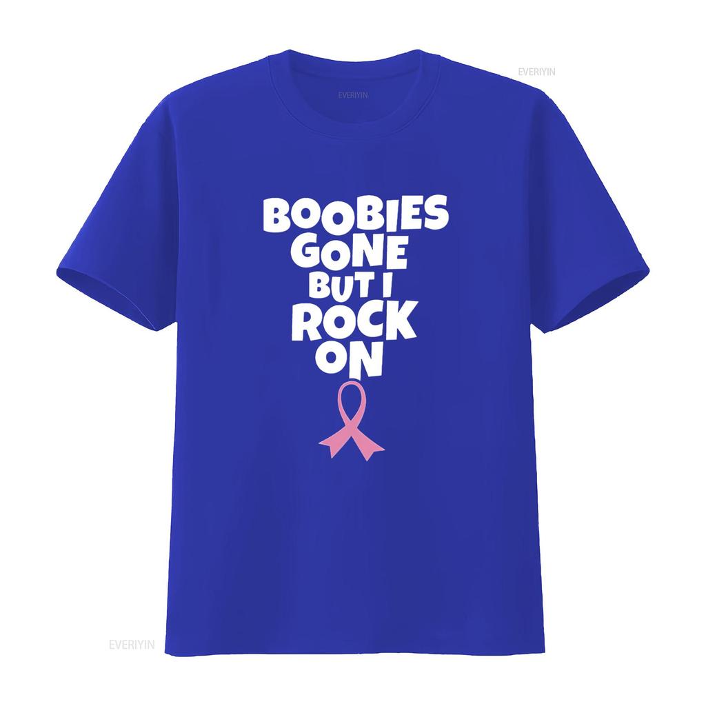 Womens Boobies Gone But I Rock On Funny Breast Cancer Mastectomy T Shirt Black vintage Washed Stylish streetwear Soft